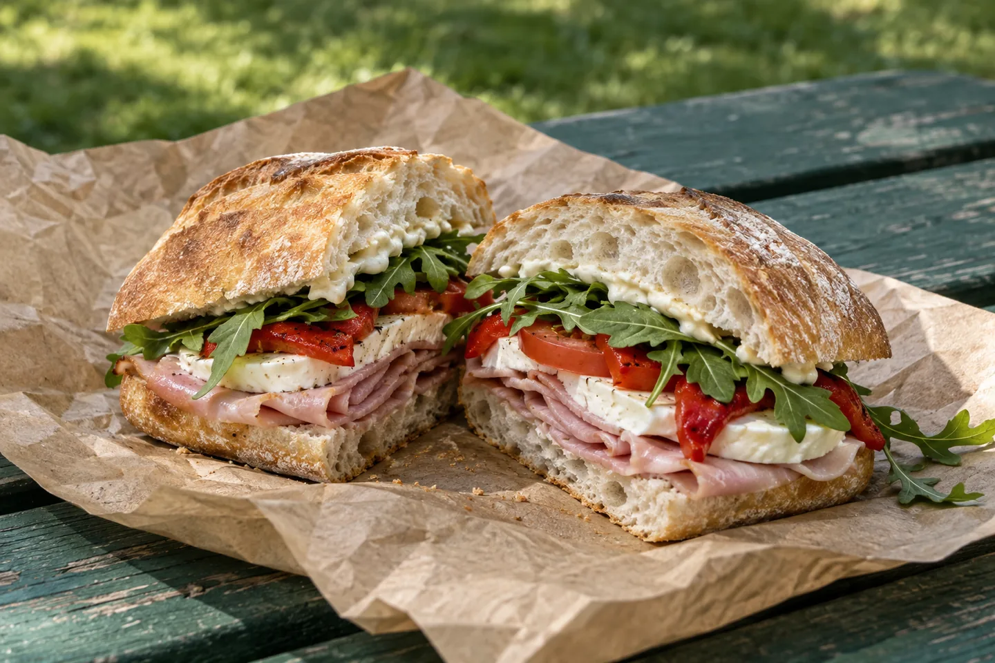 Imagen digital ilustrativa: Bocadillo de pícnic mediterráneo de Paldea. No documenta una prueba de cocina.